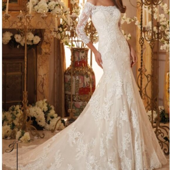 Morilee 5477 Ivory Fit and Flare Wedding Dress Size 10